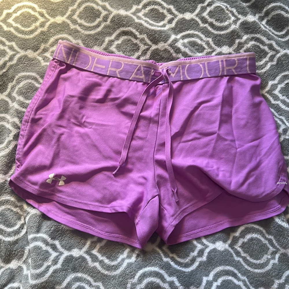 Purple under armour shorts. No stains or rips
